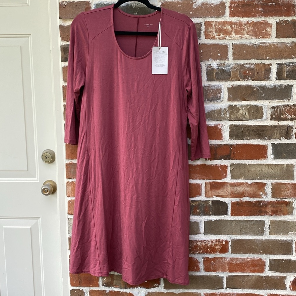 Garnet Hill Seamed Knit Dark Rose Dress